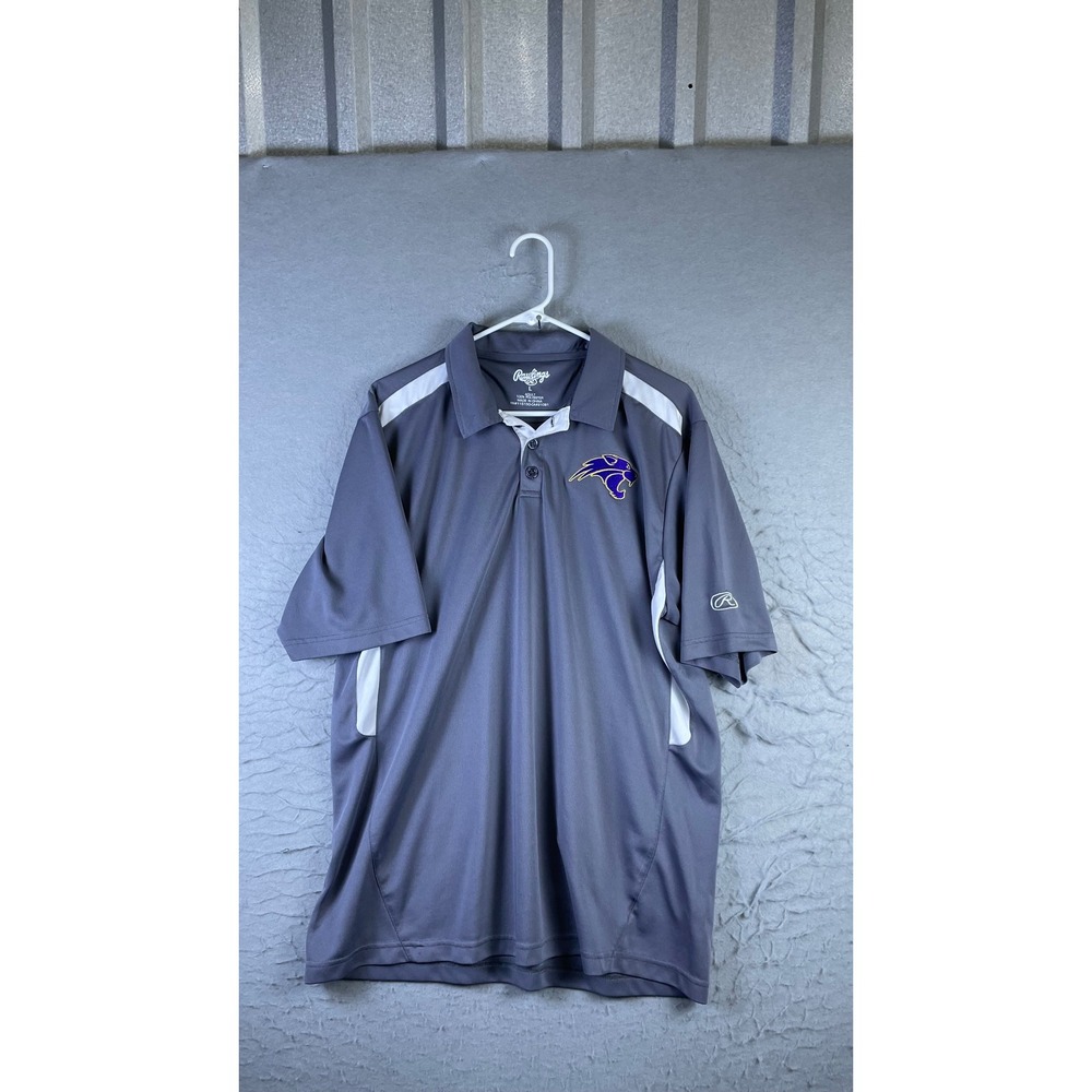 Rawlings Polo Shirt Mens L Gray Excellent Short Sleeve Mesh Athletic Panther